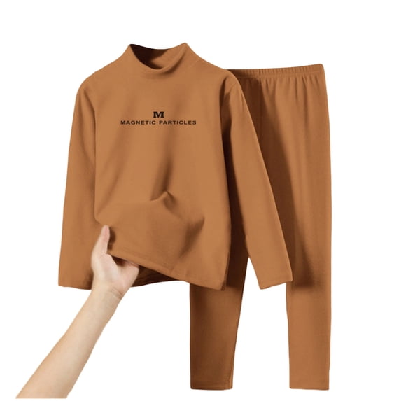 Riecok Children Outfit Sets Long Sleeve Solid Color Pullover Tops and Long Pants Fall Warm Sleepwear Sets