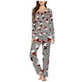 thumbnail image 1 of Riecok Christmas Pajamas for Women Long Sleeve Santa Claus Printed Tops and Wide Leg Pant Cozy Sleepwear Matching Outfits, 1 of 5