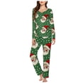 thumbnail image 1 of Riecok Christmas Pajamas for Women Plus Size Long Sleeve Santa Claus Printed Tops and Wide Leg Pant Cozy Sleepwear Matching Outfits, 1 of 5