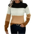 thumbnail image 1 of qelini Color Block Sweater for Women Crewneck Pullover Sweaters Long Sleeve Knitted Tops Dressy Warm Blouses, 1 of 6
