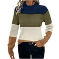 thumbnail image 1 of qelini Color Block Sweater for Women Crewneck Pullover Sweaters Long Sleeve Knitted Tops Dressy Warm Blouses, 1 of 6