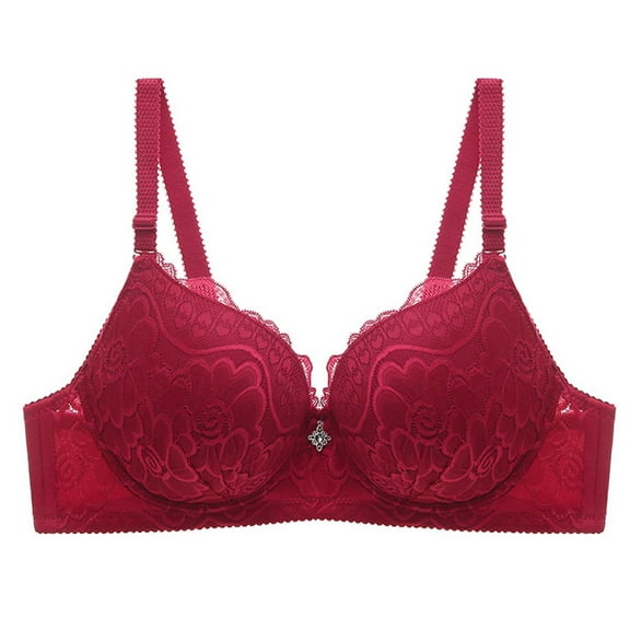 Riecok Comfort Bras for Women Pius Size Thin Gathered Underwire Soft Breathable Daliy Sport Underwear Bras Red 44