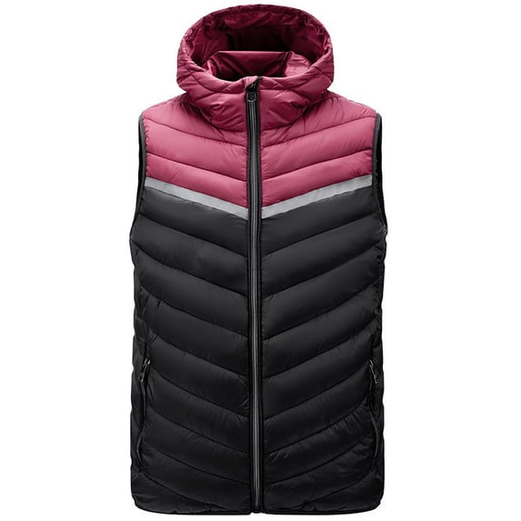 Riecok Cotton Vest for Men Stand up Collar Sleeveless Hooded Jackets Zip up Coats with Pockets Casual Comfortable Outerwear