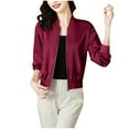 thumbnail image 1 of Riecok Cropped Jackets Women Collared Long Sleeve Jackets Zip Up Coats Solid Color Casual Trendy Clothes, 1 of 5