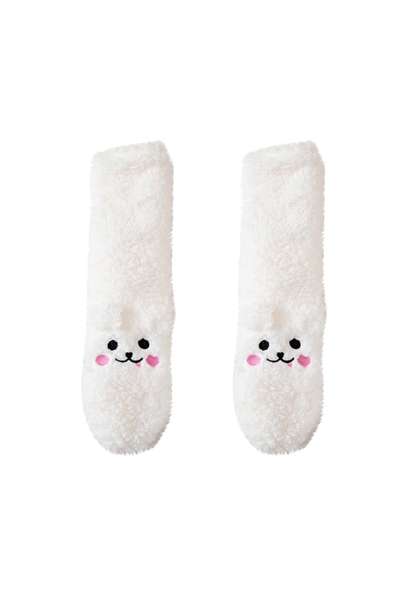 Cute Socks for Women Thick Thermal Cushioned Ruffle Socks Mid Calf Stretched Soft Cozy Sleeping Socks for Everyday Wear