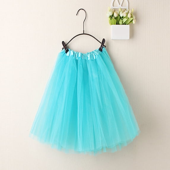 Riecok Dance Skirt for Girls Mesh Cute Tutu Skirts Solid Lightweight Versatile Knee Length Dancewear Light Blue Free Size