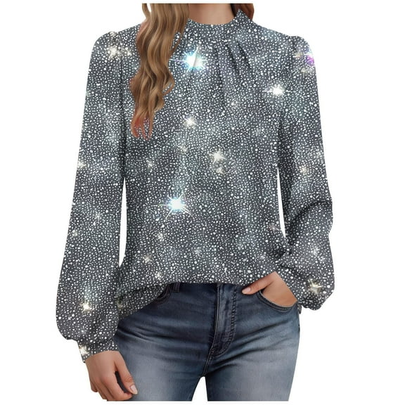 Riecok Dressy Shirts for Women Long Sleeve Crewneck Pullover Button down Pleated Tunic Tops Trendy Formal Blouses