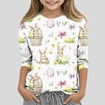 thumbnail image 1 of Riecok Easter Girls T Shirts Round Neck 3/4 Sleeve Oversized T Shirts Kids All-match Fashion Lightweight Comfortable Clothes Trendy White 7 Years, 1 of 5