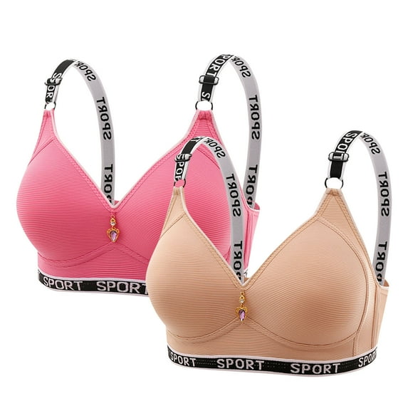 Riecok Everyday Bras for Women Seamless 2 Pack Wireless Bras Plus Size Push Up Bras Breathable Comfortable Bras