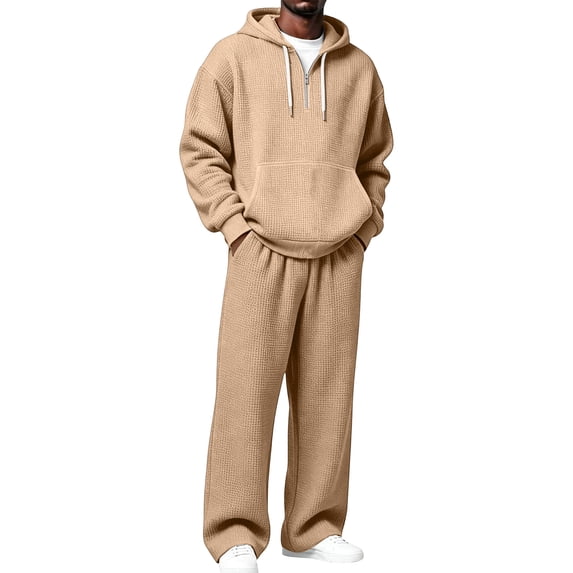 LYEAA Fall Outfits for Men 2 Piece Lounge Wear Set Long Sleeve Hoodie and Pant Casual Two Piece Set with Pockets