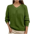 thumbnail image 1 of qelini Fall Sweaters for Women V Neck Pullover Knitted Sweaters Solid Long Sleeve Tops Dressy Casual Blouses, 1 of 5