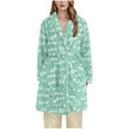thumbnail image 1 of Riecok Flannel Robes for Women Cozy Plush Long Sleeve Warm Bathrobe with Front Pockets and Tie Closure Winter Housecoat Green 3XL, 1 of 3