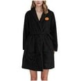 thumbnail image 1 of Riecok Flannel Robes for Women Halloween Cozy Soft Long Sleeve Warm Bathrobe with Front Pockets and Tie Closure Causal Loungewear Sleepwear Black XL, 1 of 4