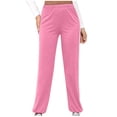 thumbnail image 1 of qelini Fleece Lined Joggers for Women Elastic Waist Pants Solid Warm Pants Thick Casual Trousers with Pockets, 1 of 6