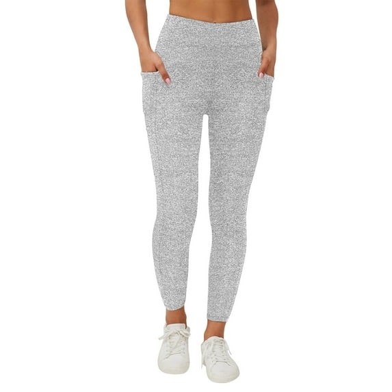 Riecok Fleece Lined Leggings for Women Stretchy High Waisted Pants Thermal Warm Fall Leggings Gym Yoga Pants with Pocket