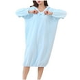 thumbnail image 1 of Riecok Fleece Robes for Women Cozy Soft Long Sleeve Warm Bathrobe Hooded Pullover Casual Housecoat Blue Free Size, 1 of 3