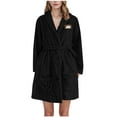 thumbnail image 1 of Riecok Fleece Robes for Women Halloween Flannel Cozy Soft Warm Bathrobe with Front Pockets and Tie Closure Winter Housecoat Black M, 1 of 3