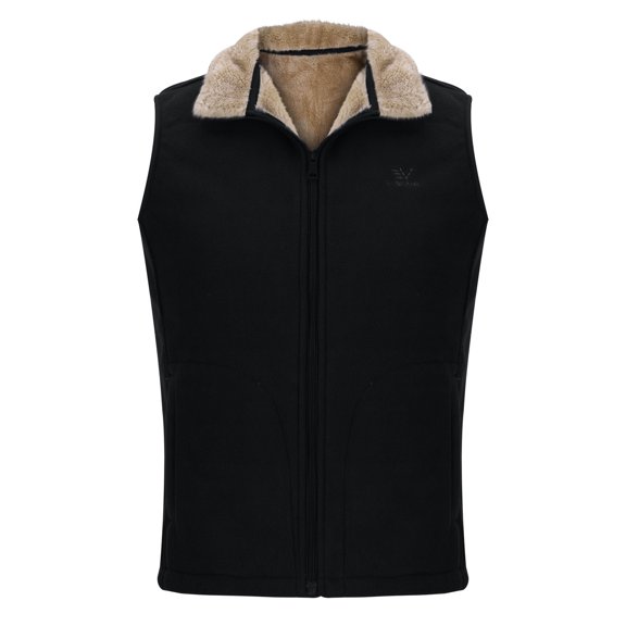 Riecok Fleece Vest for Men Lapel Neck Sleeveless Jackets Zip up Coats with Pockets Baggy Comfortable Outerwear