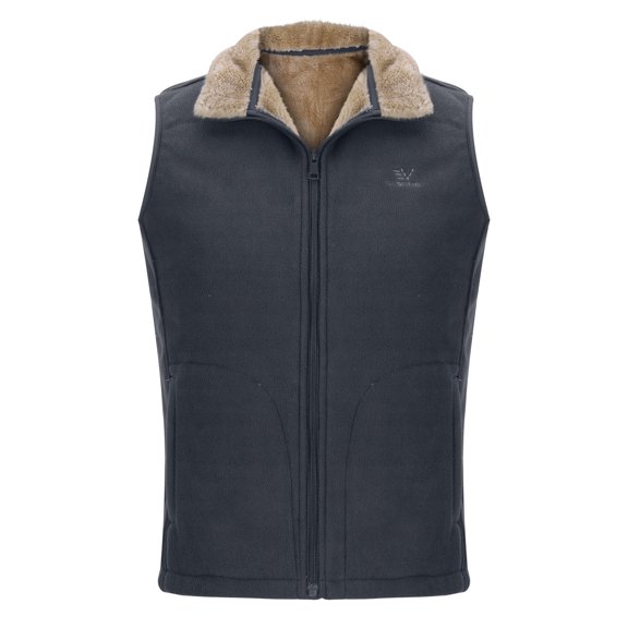 Riecok Fleece Vest for Men Lapel Neck Sleeveless Jackets Zip up Coats with Pockets Baggy Comfortable Outerwear