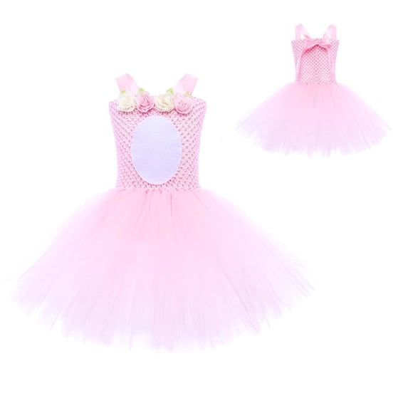 Riecok Flower Dresses for Kids Sleeveless Sequin Ruffle A Line Princess Dresses Halloween Birthday Party Kid Patchwork Tulle Skirt Formal Gown Dresses Pink XXL