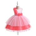 thumbnail image 1 of Riecok Flower Girl Princess Dresses Sleeveless Sequin Ruffle A Line Princess Dresses Halloween Birthday Party Kid Patchwork Tulle Skirt Formal Gown Dresses Watermelon Red 4 Years, 1 of 8