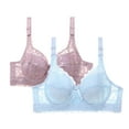 thumbnail image 1 of Riecok Full Coverage Bras for Women Lace 2 Pack Underwire Bras Stretch Push Up Bras Breathable Comfortable Bras, 1 of 2