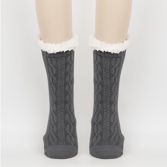Riecok Fuzzy Socks for Women Lightweight Non Grip Crew Socks Mid Calf Stretched Breathable Plush Warm Sleeping Socks for Travel Hiking and Running