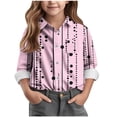 thumbnail image 1 of Riecok Girls Button down Shirt Lapel Collared Cute Printed Blouse Long Sleeve Lightweight Basic Trendy Fall Tops, 1 of 5