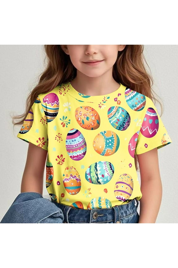 Girls Easter Clothes Short Sleeve Summer Clothes Cute Easter Eggs Graphic Tops Trendy Outfits Blouses Top Summer 3 T Yellow