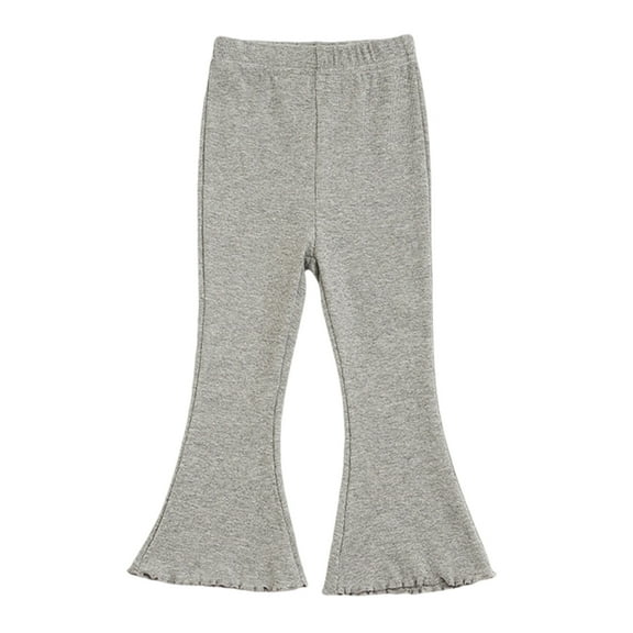 Riecok Girls Flare Leggings High Waisted Elasticity Basic Solid Color Fashion Casual Yoga Pants Gray 12 Months