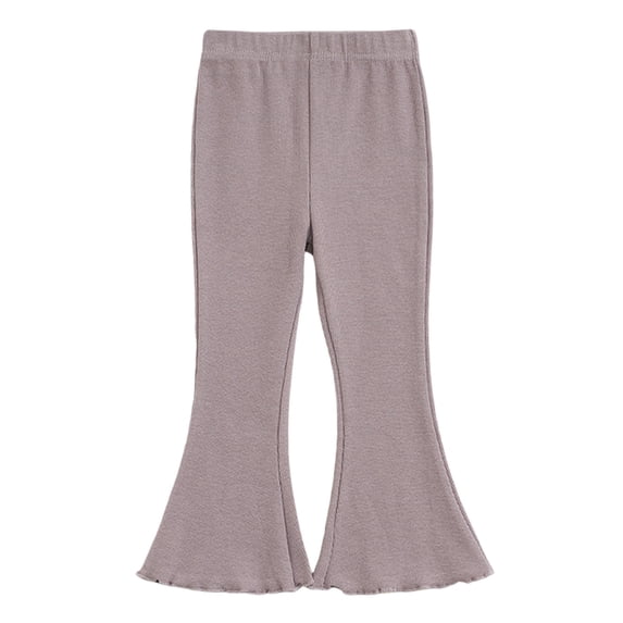 Riecok Girls Flare Leggings High Waisted Elasticity Basic Solid Color Fashion Casual Yoga Pants Purple 12 Months