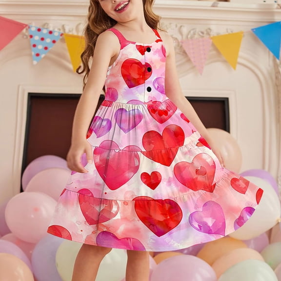 Riecok Girls Floral Easter Dress (3-12 Years) Cute Spring Children's Clothing Short Sleeve Print Pleated Sundress Multicolor 130