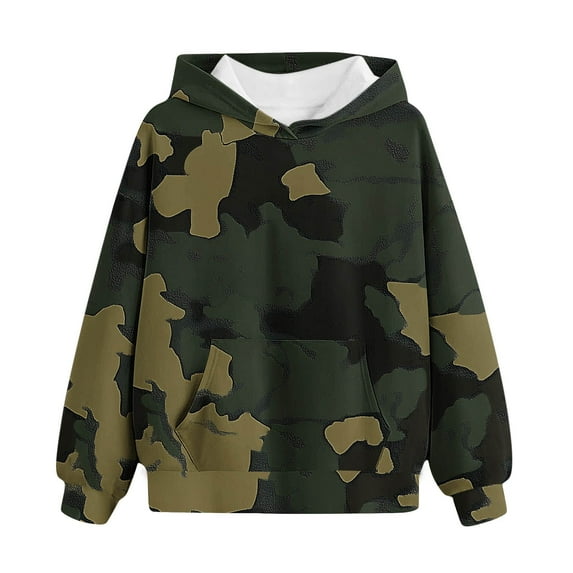 Riecok Girls Hooded Sweatshirts Long Sleeve Round Neck Cute Printed Kids Pullover Top with Pocket Clothes for Girls and Boys Black-4 160