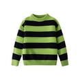 thumbnail image 1 of Riecok Girls Kids Winter Sweater Crewneck Long Sleeve Stripe Winter Warm Clothes for Kids Girls Boys Green 13 Years, 1 of 6