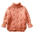 thumbnail image 1 of Riecok Girls Kids Winter Sweater Turtleneck Long Sleeve Solid Color Knit Pullover Toddler Fall Tops Orange 2 Years, 1 of 3