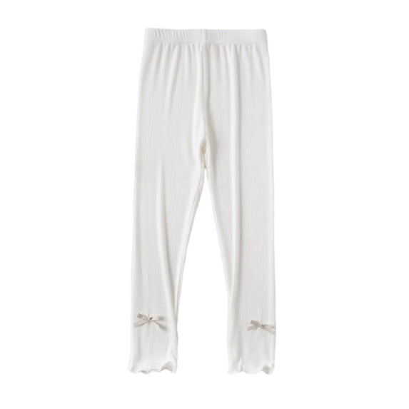 Riecok Girls Leggings High Waisted Elasticity Basic Solid Color Fashion Straight Yoga Pants White 5-6 Years