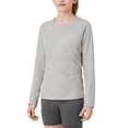 thumbnail image 1 of Riecok Girls Rash Guard Shirt Long Sleeve Sun Protection Quick Dry Pullover Breathable Tops Running Clothes with Pocket Gray 8 Years, 1 of 8
