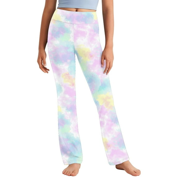 Riecok Girls Seamless Leggings High Waisted Elasticity Cute Printed Fashion Straight Yoga Pants Multicolor 150