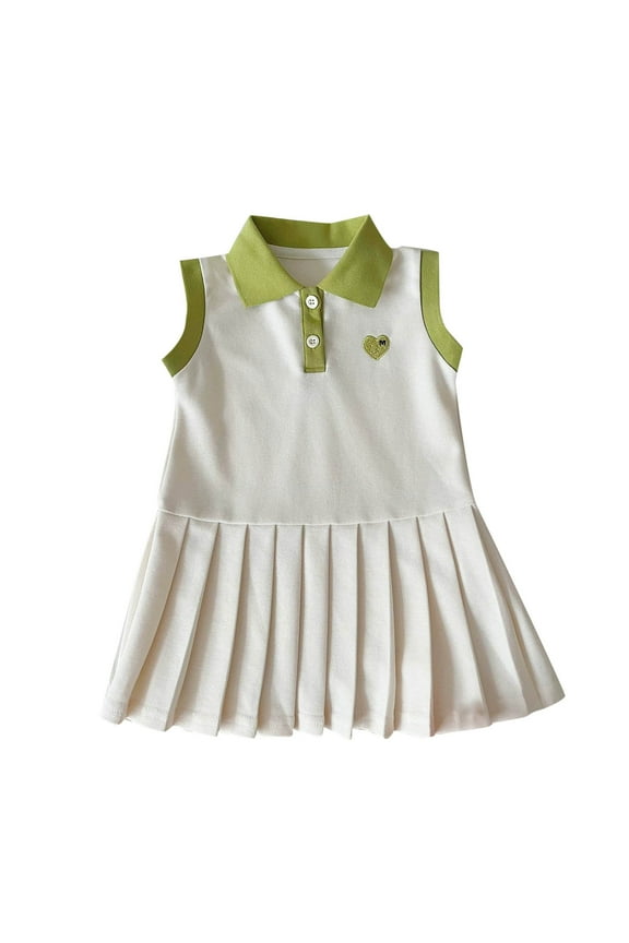Girls Sleeveless Tweed Dress Lapel Collar A-Line Dress Tween Elegant Party Dress Casual Summer Dress Kids Fashion Clothing White 4 Years