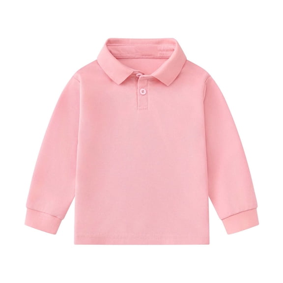 Riecok Girls Summer Long Sleeve Round-Neck Casual Solid Color Comfortable Soft Top Shirt Kids Clothes Pink 7 T
