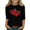thumbnail image 1 of Riecok Girls T Shirts Valentine's Day Crewneck 3/4 Sleeve Tops Lightweight Blouses Heart Print Dressy Summer Tees, 1 of 5