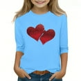 thumbnail image 1 of Riecok Girls T Shirts Valentine's Day Crewneck 3/4 Sleeve Tops Lightweight Blouses Heart Print Dressy Summer Tees, 1 of 5
