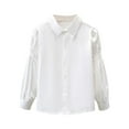 thumbnail image 1 of Riecok Girls White Uniform Shirt Lapel Collared Solid Button up Blouse Long Sleeve Lightweight Basic Dress Tops, 1 of 3