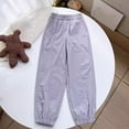 thumbnail image 1 of Riecok Girls Wide Leg Sweatpants Elastic Waist with Pockets Solid Color Casual Trackpants Purple 7 Years, 1 of 6