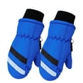 thumbnail image 1 of Riecok Gloves for Kids Water Resistant Elastic Wrist Solid Color Adjustable Mittens for Outdoor Sports Blue Free Size, 1 of 7