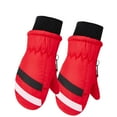 thumbnail image 1 of Riecok Gloves for Kids Water Resistant Elastic Wrist Solid Color Adjustable Mittens for Outdoor Sports Red Free Size, 1 of 7