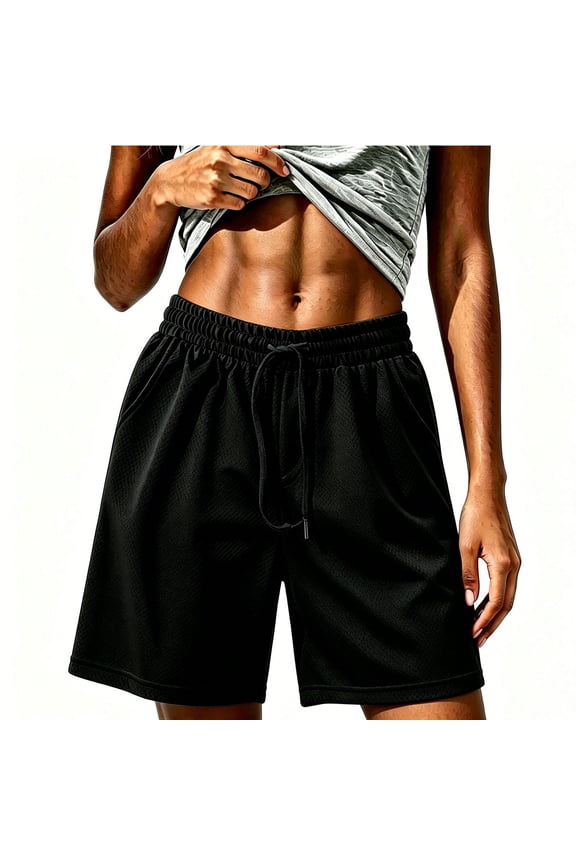 Gym Shorts for Women Drawstring Lightweight Pull on Workout Shorts Solid Camping Running Clothes