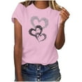 thumbnail image 1 of Riecok Heart Printed T-Shirt for Women valentines day shirts Round Neck Love Graphic Tee Short Sleeve Summer Comfy Casual Short Sleeve Tops Pink M, 1 of 7