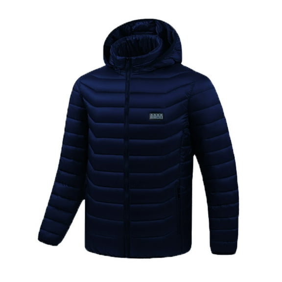 Riecok Heated Jacket for Men with 31 Heating Zones USB Heated Zip up Coat Long Sleeve Windproof Hooded Clothes for Outdoor Sports