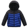 thumbnail image 1 of Riecok Hooded Puffer Jacket Kids with Pocket Long Sleeve Zip up Solid Color Fall Soft Comfy Coat for Boys Girls Blue 10-11Years, 1 of 3